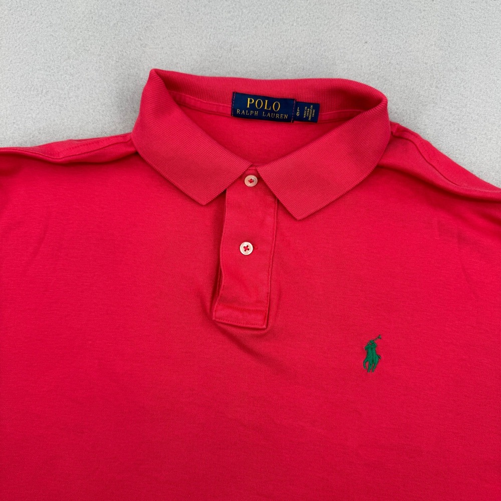 Polo Ralph Lauren Short Sleeve Soft Cotton‎ Polo Shirt Mens L Coral Pink Preppy